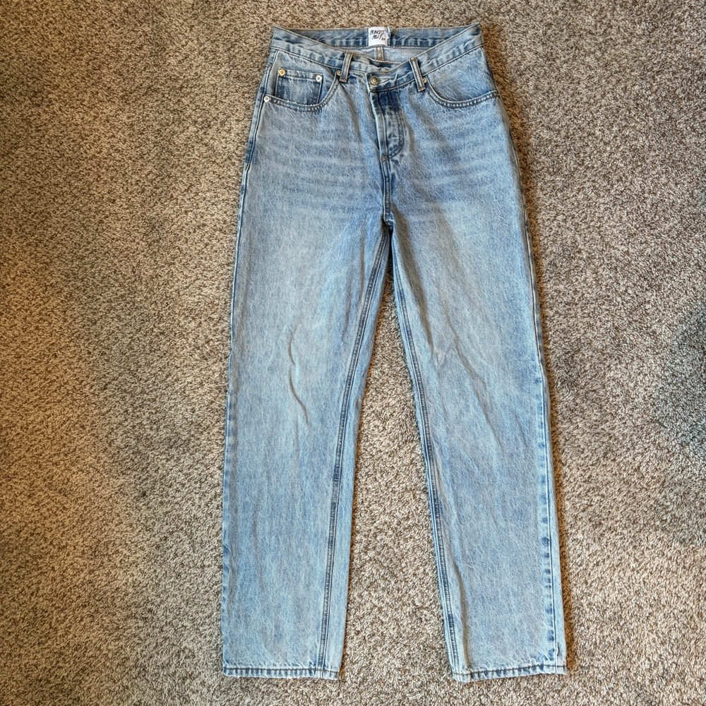Princess Polly Sky Blue Straight Leg Jeans
